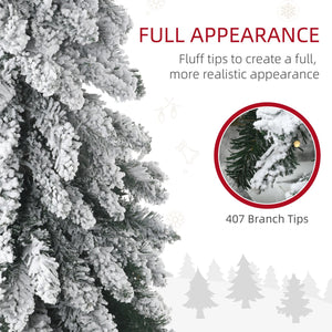 English Elm Homcom 6Ft Prelit Pencil Christmas Tree With 407 Snow Flocked Branches & 250 Led Lights For Cozy Decor W2225P249622