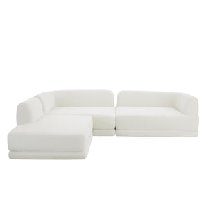 English Elm 115" L-shaped Sectional Three Piece Deep Seat Chaise Sofa for Modern Living Rooms Beige N767P385430A