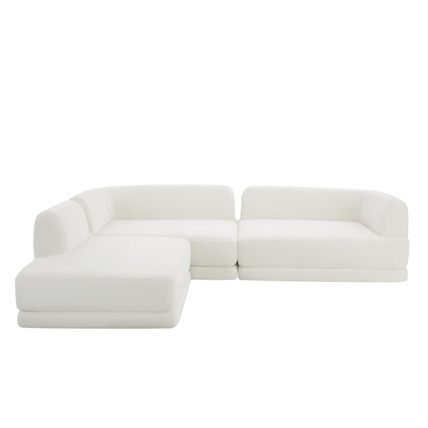 English Elm 115" L-shaped Sectional Three Piece Deep Seat Chaise Sofa for Modern Living Rooms Beige N767P385430A