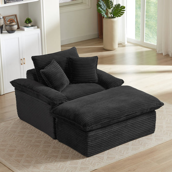 English Elm 51.97 modern cushioned compression single seat sofa with oversized footrest deep plush seating for comfort and support Black W3396P330952