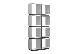 English Elm Bookshelf, 5-Tier 71" Modern Etagere with 8 Cube Shelves, Two-Tone White & Cedar Grey Room Divider B2710P219604
