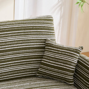 English Elm Modern tufted two-seater sofa with boucle upholstery, tapered legs, storage pockets and plush comfort for small spaces and offices Olive Green W395P376589