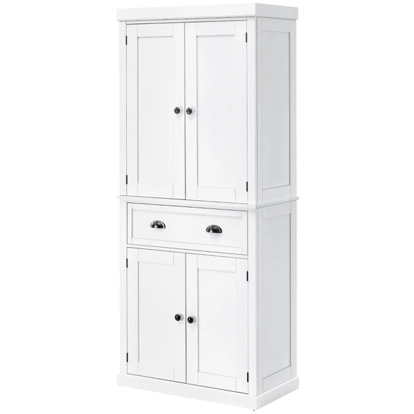 English Elm Tall Farmhouse Pantry Cabinet with Beadboard Doors Drawer and Adjustable Shelving T3971S00120