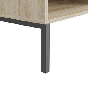 English Elm Fluted,Bedside 2-Piece Modern Nightstand Set with Fluted Drawer, Iron Legs, Quick Assembly, Compact Durable Storage W2673P206045