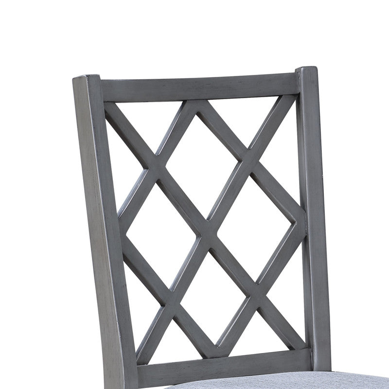English Elm Carmineset Rustic Cross Back Dining Chairs Solid Rubberwood Gray Upholstered Seat 2 Pack B2749P413321