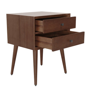 English Elm Christopher Knight Home® - Nightstand with 2 Drawers Mid-Century Acacia Wood, Splayed Legs, Brass Hardware, Easy-Glide Storage Brown 20.5 L x 17.5 W x 14.75 H N761P180219M