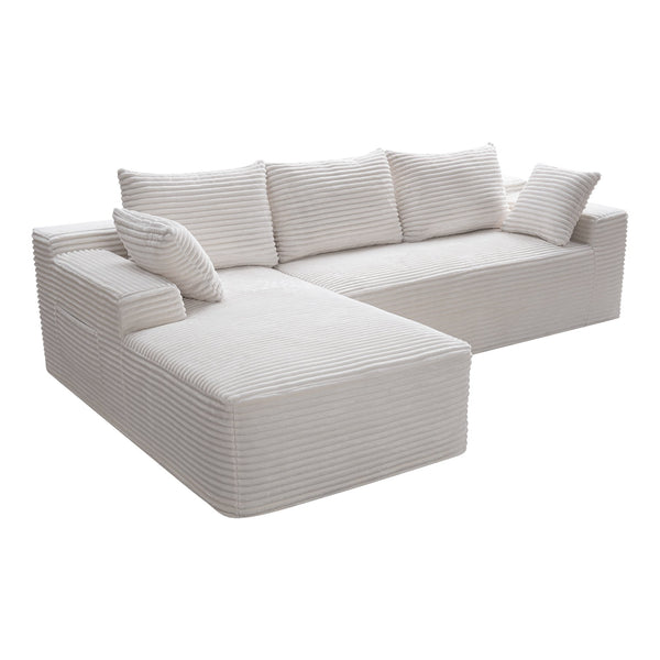 English Elm 94.5" Jumbo Corduroy Cloud Sectional Deep Seat L-shape Sofa for Living Room W5515P495014