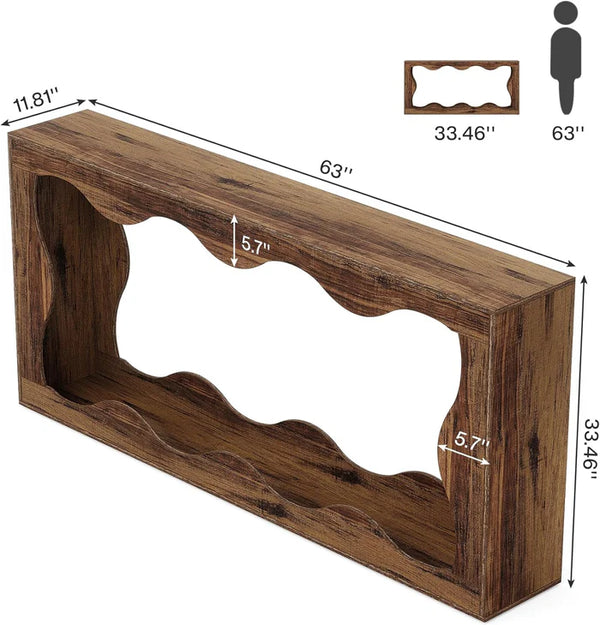 English Elm Wood Solid Fir Console Table Handcrafted Farmhouse Style for Entryway or Sofa Rustic Brown T3971P446942