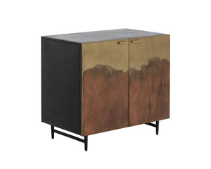 Sunpan Auburn Nightstand With Antique Brass Ombre Finish, Unique Artisan Craftsmanship For Global Style Black Iron 111819