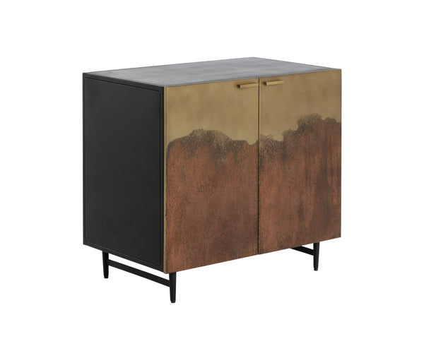 Sunpan Auburn Nightstand With Antique Brass Ombre Finish, Unique Artisan Craftsmanship For Global Style Black Iron 111819