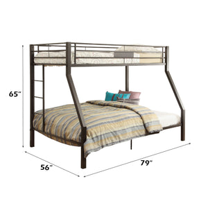 English Elm Limbra Sandy Finish Twin XL/Queen Bunk Bed with Metal Frame, Built-In Ladder, Full Guard Rail Durable Brown 56 L x 19 W x 4 H B2726S00341