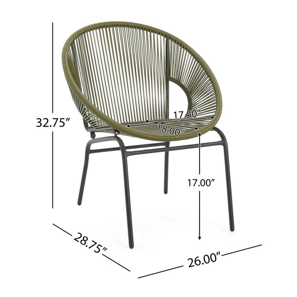 English Elm Christopher Knight Home® - NUSA Modern Outdoor Wicker Club Chairs Set of 2 with Durable PE Rattan Weave and Sleek Iron Frame Green N775P198603G