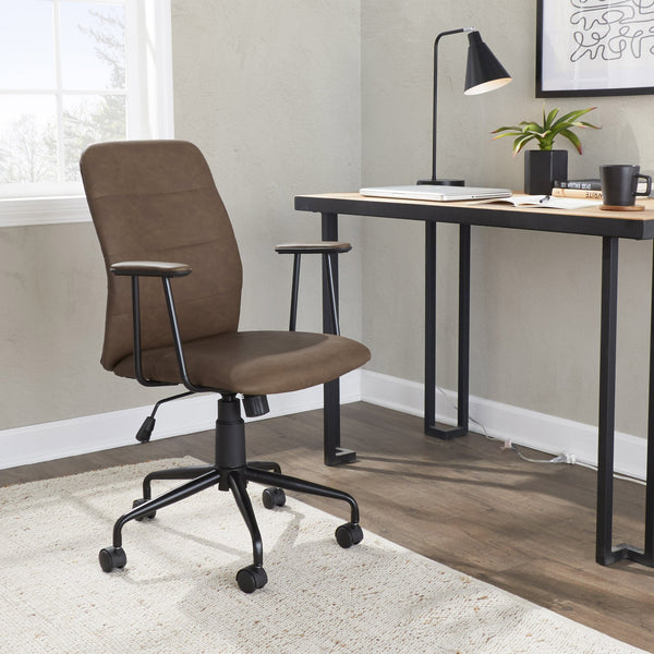 English Elm Office Chair with Faux Leather Upholstery Pneumatic Swivel Seat for Modern Workspaces B202P474196