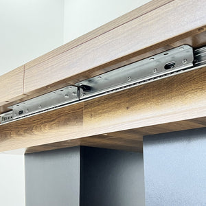 English Elm Extendable Faux Marble Dining Table with V-Legs — Sleek Expandable Conference & Kitchen Centerpiece for 6–10 Beige+Brown W1347S00007