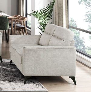 English Elm Modern 3-Piece Sofa Set With Loveseat & Chair – Stylish Tan Microfiber, Durable Black Metal Legs B011S01754