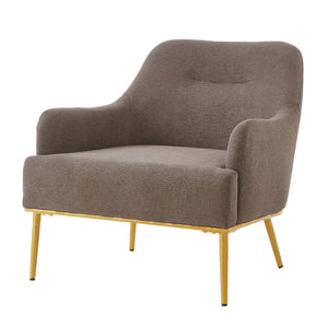 English Elm Modern Chenille Armchair with Curved Back Gold Legs Plush Accent Seat for Any Room Brown N763P360684D