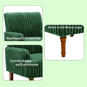 English Elm Modern Wide Wale Corduroy Accent Chair Solid Wood Legs Upholstered Living Room Seat Army Green W5568P445693