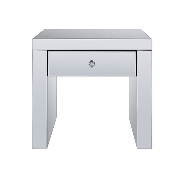 English Elm Noralie Glam Mirrored End Table with Crystal Inlay Drawer and Sled Base Accent B2726P448757