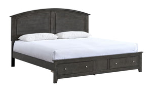English Elm Hammond King Storage Bed with Panel Headboard Farmhouse Platform Frame Two Drawers Gray B078S00677