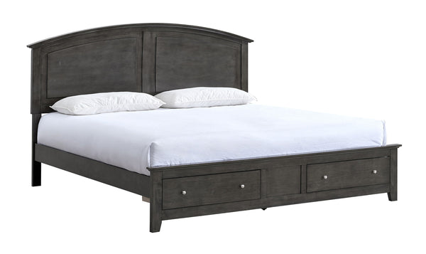 English Elm Hammond King Storage Bed with Panel Headboard Farmhouse Platform Frame Two Drawers Gray B078S00677