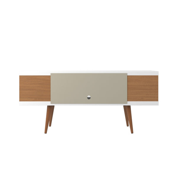 English Elm Utopia 53" Tv Stand In Maple Cream & White - Modern Design, Ample Storage, Clean Cable Management B365P398367-GIGA