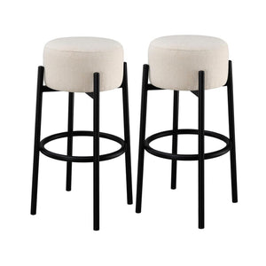 English Elm Set Of 2 Modern Backless Upholstered Bar Stools - White & Black, Space-Saving Design For Any Space B016P369756-GIGA