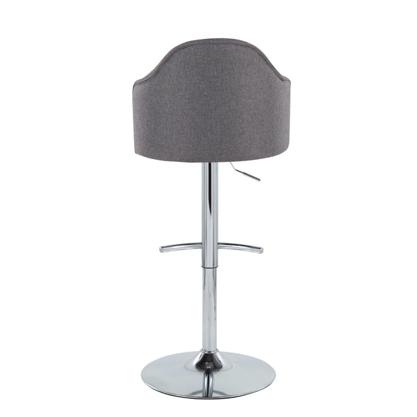 English Elm Ahoy Adjustable Barstool Set Of 2 - Modern Swivel Chrome Base With Grey Fabric For Home Bars & Kitchens B202S00735