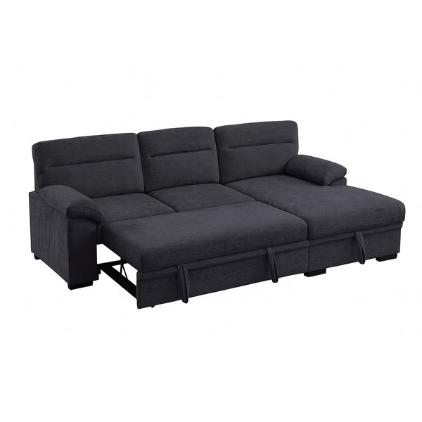 English Elm Chenille Reversible Sectional Sofa with Ottoman — Plush Tufted Chenille, Eucalyptus Frame Comfort Retreat Dark Gray B016S00043