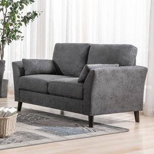 English Elm Damiano Woven Gray Fabric Loveseat with Solid Wood Legs and Pocket Coil Support B2749S00147