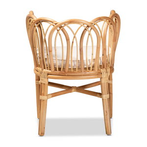 English Elm Modern Handcrafted Rattan Dining Chair with Geometric Open Back and Foam Seat Cushion B2750P470023
