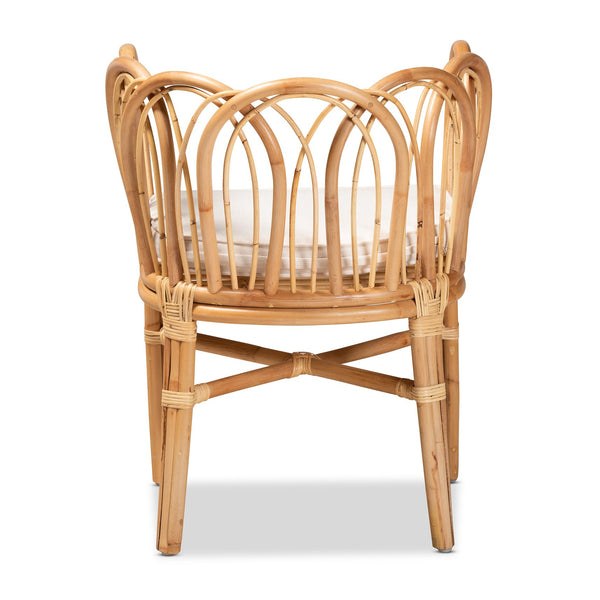 English Elm Modern Handcrafted Rattan Dining Chair with Geometric Open Back and Foam Seat Cushion B2750P470023