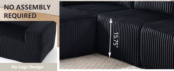 English Elm Modern Minimalist Modular Sectional Sofa – L-Shape Cloud Couch With Right-Facing Chaise For Comfort W2959S00010