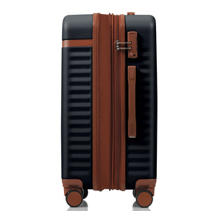 English Elm Luggage 3 Piece Abs Hard Shell Set with Usb Port Front Access and Spinner Wheels Black N726P307555A