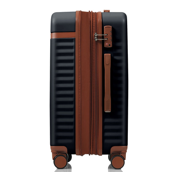 English Elm Luggage 3 Piece Abs Hard Shell Set with Usb Port Front Access and Spinner Wheels Black N726P307555A