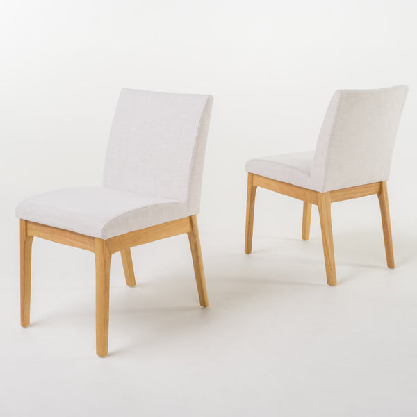 English Elm Dining Chair Set of Two Armless Upholstered Seats with Rubberwood Legs Modern Style 58924.00LBE