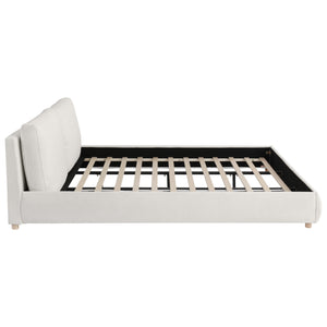 English Elm Christopher Knight Home® - King Size Upholstered Platform Bed In White Boucle Fabric With Removable Pillow Headboard For Comfort N757P246145W