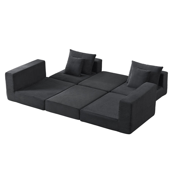 English Elm Modular Cloud Sectional Corduroy Sofa Deep Seat Comfort for Flexible Living Spaces Dark Gray W3396P435277
