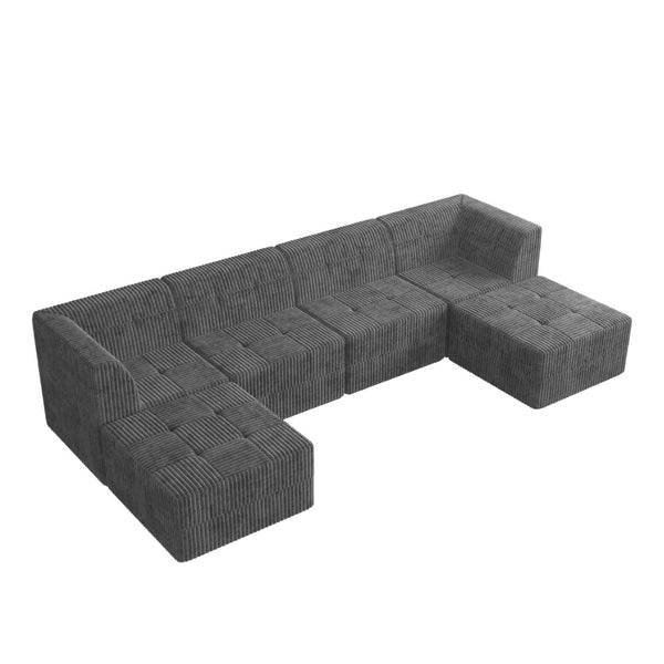 English Elm U Shape Modular Sectional Sofa - Space-Efficient, Modern Corduroy Couch For Living Room & Bedroom Comfort W487S00267-GIGA