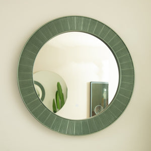 English Elm 31'' Cyclis Mirror with Thick PU Frame, Backlit LED Strip, Touch Dimmer, Three Color Temps, Luxurious Wall Accent Green,Silver W2615P346495