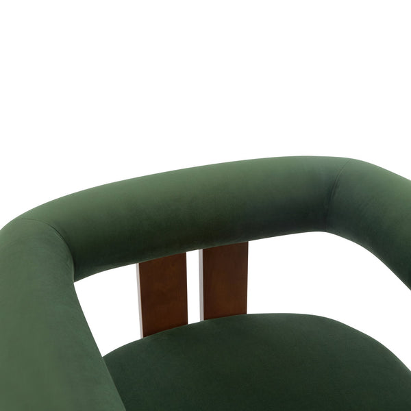 English Elm Christopher Knight Home® - Modern Upholstered Round Arm Accent Chair with Velvet Finish, Elegant Curved Back and Three Legs Design Green,Walnut 30.5 L x 29 W x 14.5 H N776P216194G
