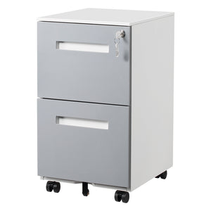 English Elm 2 Drawer Rolling Metal File Cabinet Locking Under Desk Storage for Home Office W124770978