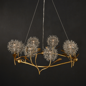 Dandelion Chandelier: Elegant Silver & Gold Wrought Iron Design Inspired by Nature's Beauty