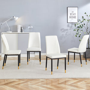 English Elm Modern High Back Pu Leather Dining Chairs with Chrome Legs for Kitchen Nook W3493P421598