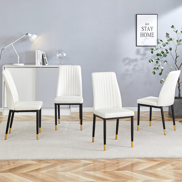 English Elm Modern High Back Pu Leather Dining Chairs with Chrome Legs for Kitchen Nook W3493P421598