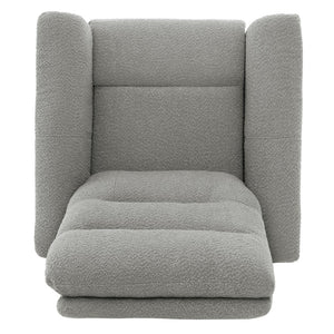 English Elm Manual Recliner Swivel Rocker Boucle Chair with 8-point Massage for Nursery or Living Room Grey N763P363763E