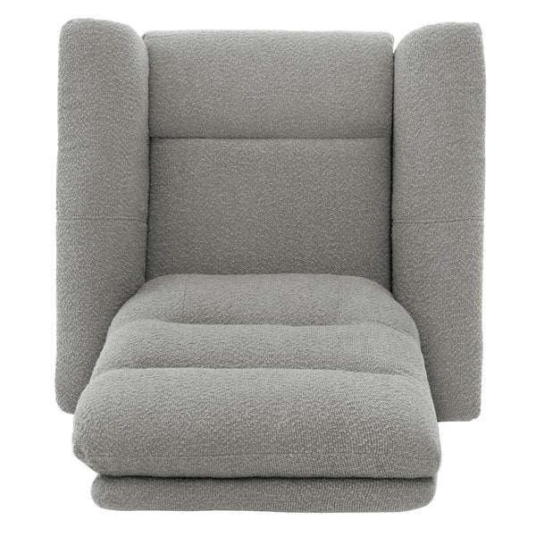 English Elm Manual Recliner Swivel Rocker Boucle Chair with 8-point Massage for Nursery or Living Room Grey N763P363763E