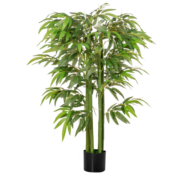 English Elm HOMCOM Lifelike 4.5FT Artificial Bamboo Tree in Black Nursery Pot, 924 Leaves, Maintenance-Free Elegance W2225P229160