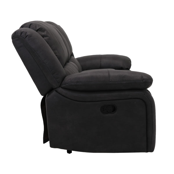 English Elm Wallace & Bay - Black Reclining Console Loveseat - Contemporary Black Licorice Fabric, Easy-Care, Space-Smart Comfort B361P384413