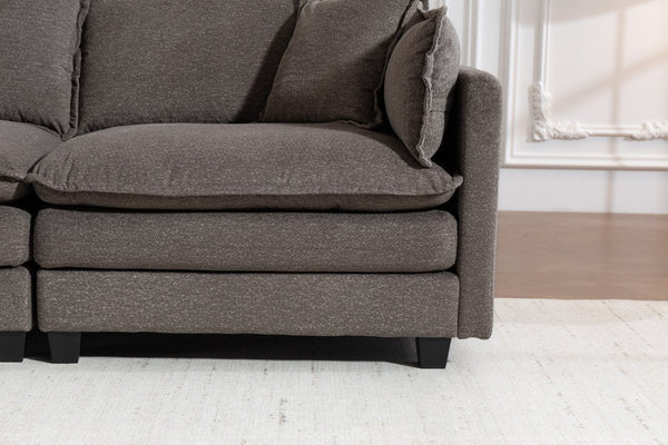 English Elm Modern Chenille Sectional Sofa with Chaise Lounge Solid Wood Frame Living Room Seating Antique Grey W2530P463107