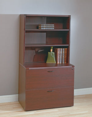 OSP Home Furnishings Napa 2 Drawer Lateral File Cabinet with Locking Drawers and Adjustable Shelf for Office Mahogany NAP-12-MAH
